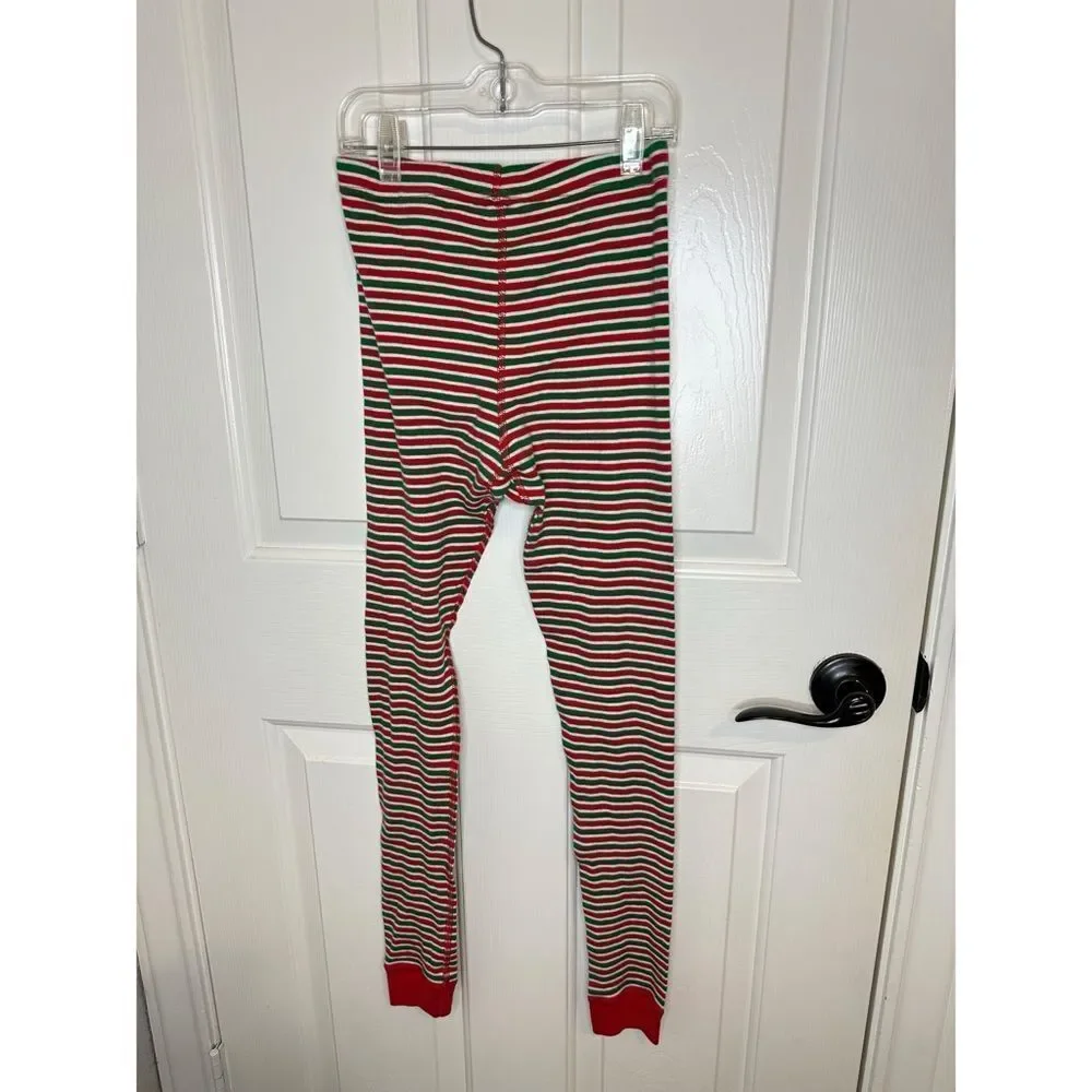 Hanna Andersson Moon & Back Holiday Green Red Striped Long John PJ Set Sz 12